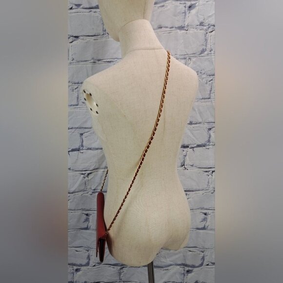 Prada Saffiano Leather Red Gold Detachable Crossbody Strap Wallet on Long Chain - Picture 10 of 16